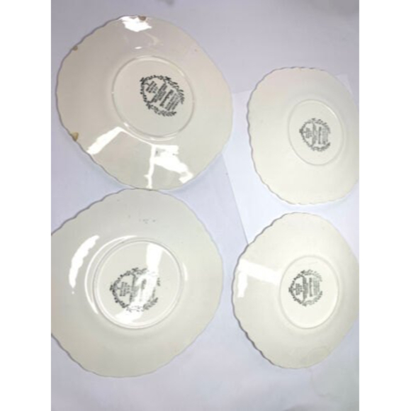 Vintage English Staffordshire Dessert Plates 4 Classic Blue White "Chatsworth" - Picture 7 of 11